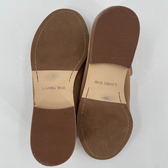Lands’ End Women's V-Cut Slip-On Suede Ankle Boots Booties, Tan, Sz. 6B Flats - Picture 8 of 12
